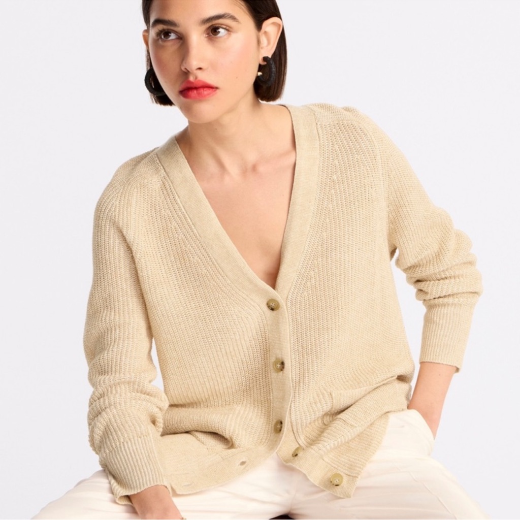 J. Crew Relaxed Cotton-Linen Blend Cardigan Sweater